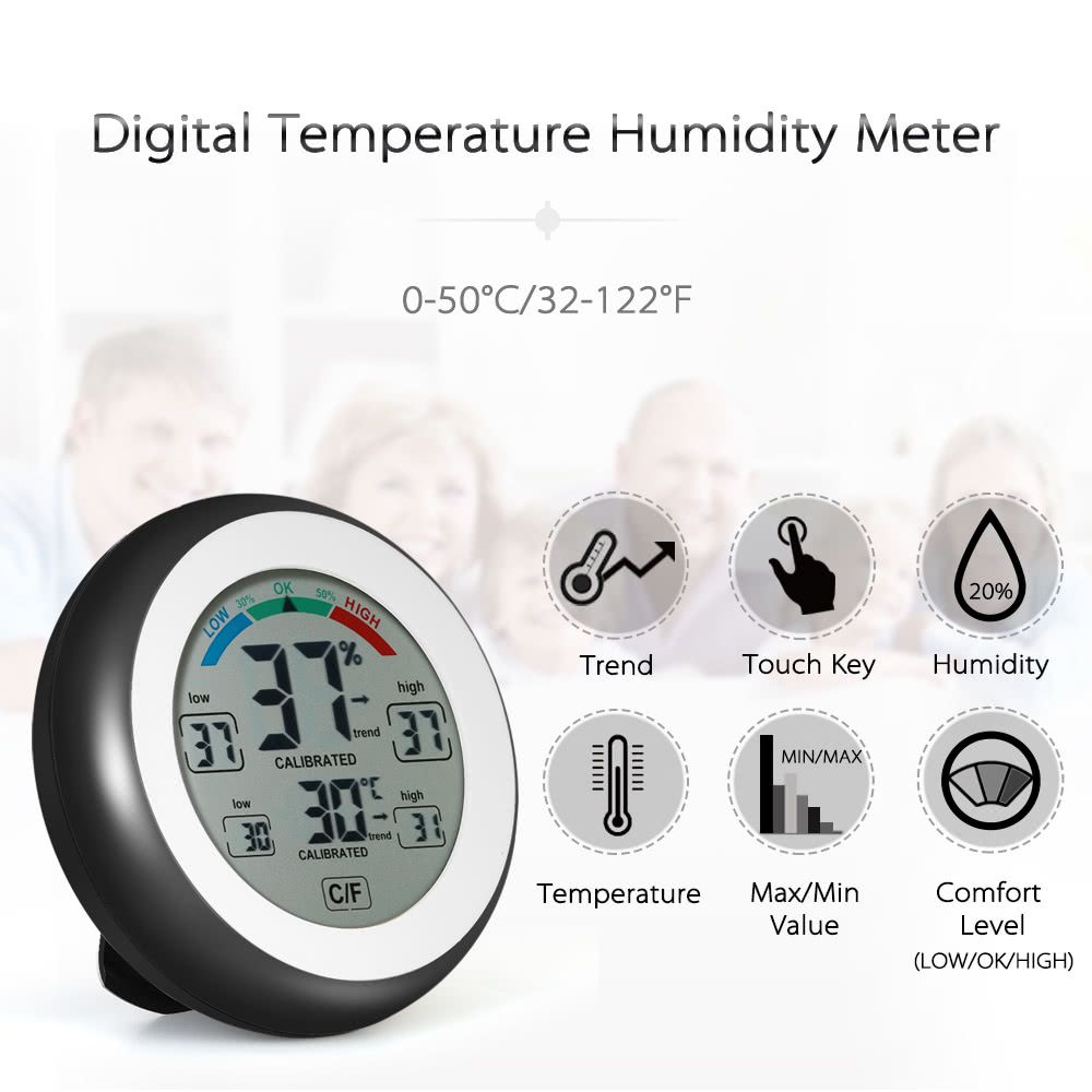 Thermometer Indoor Digital LCD Hygrometer Temperature Humidity Meter Alarm Cloc 