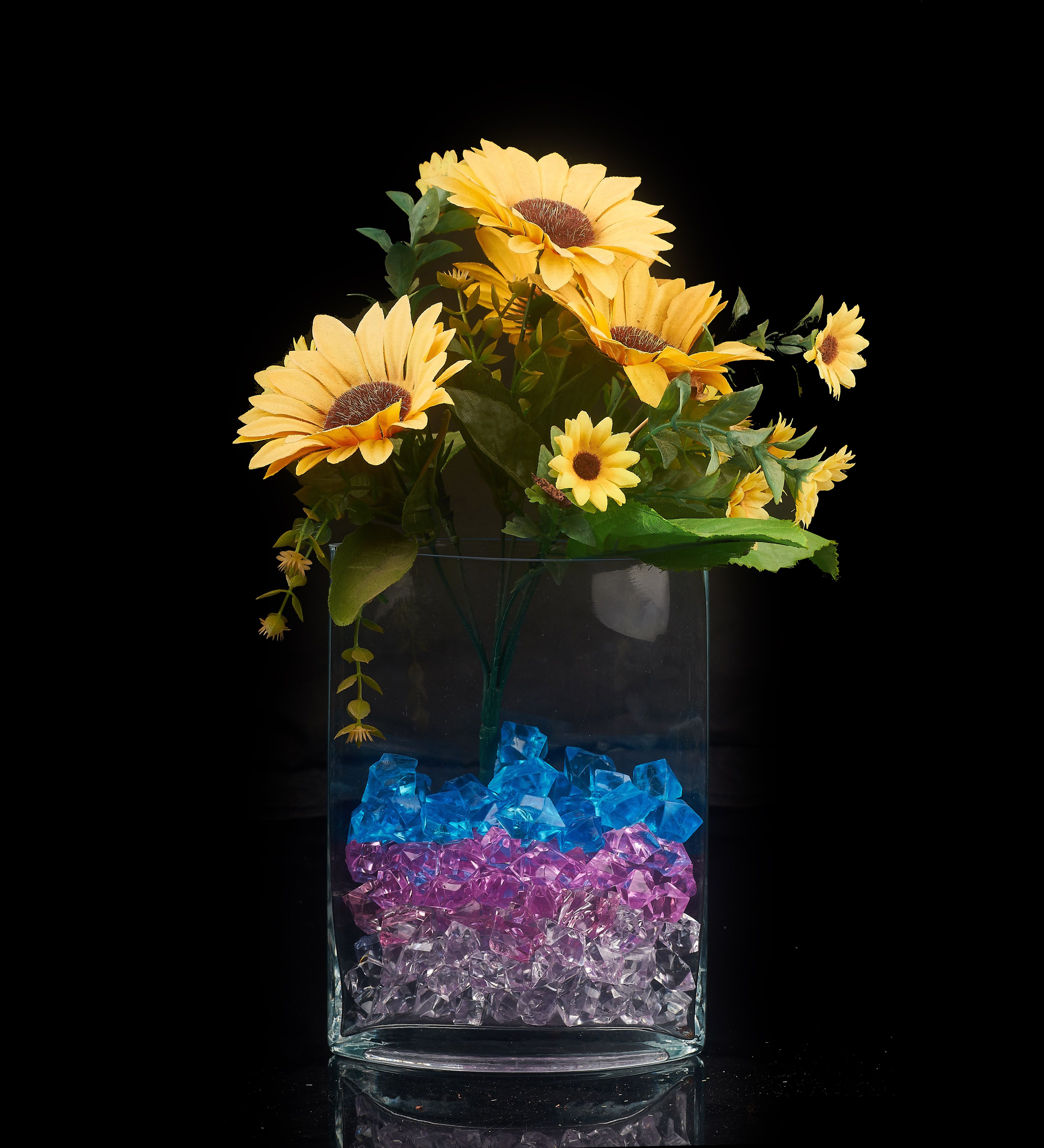 2018 Real New Style Flat Big Clear Beautiful Glass Tabletop Flower