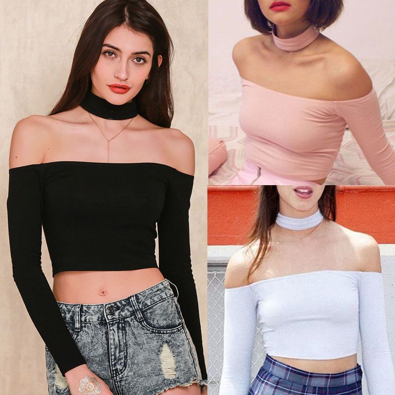 off shoulder top with choker