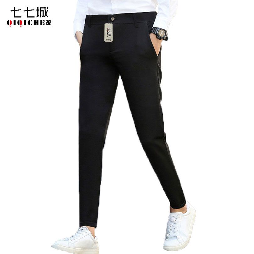 skinny fit black trousers
