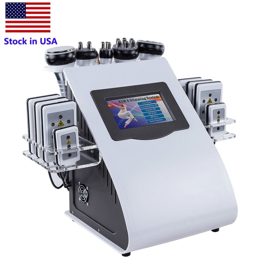 USA Stock 6 in 1 40k Lipo Vacuum Cavitation Slimming weight loss machine rf laser Hip lifting wrinkle beauty instrument
