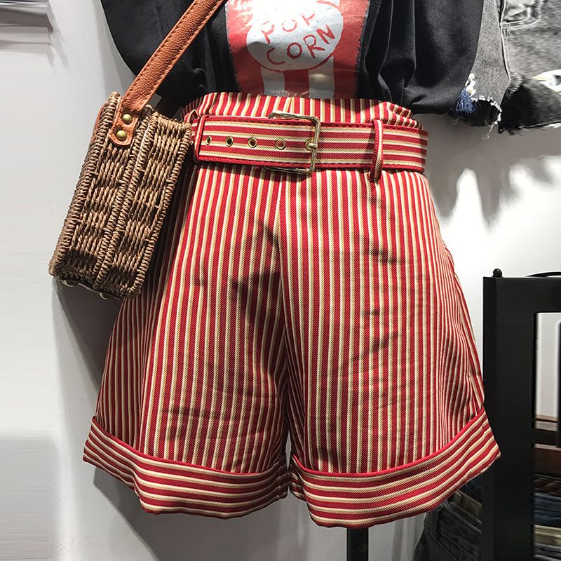 red striped shorts
