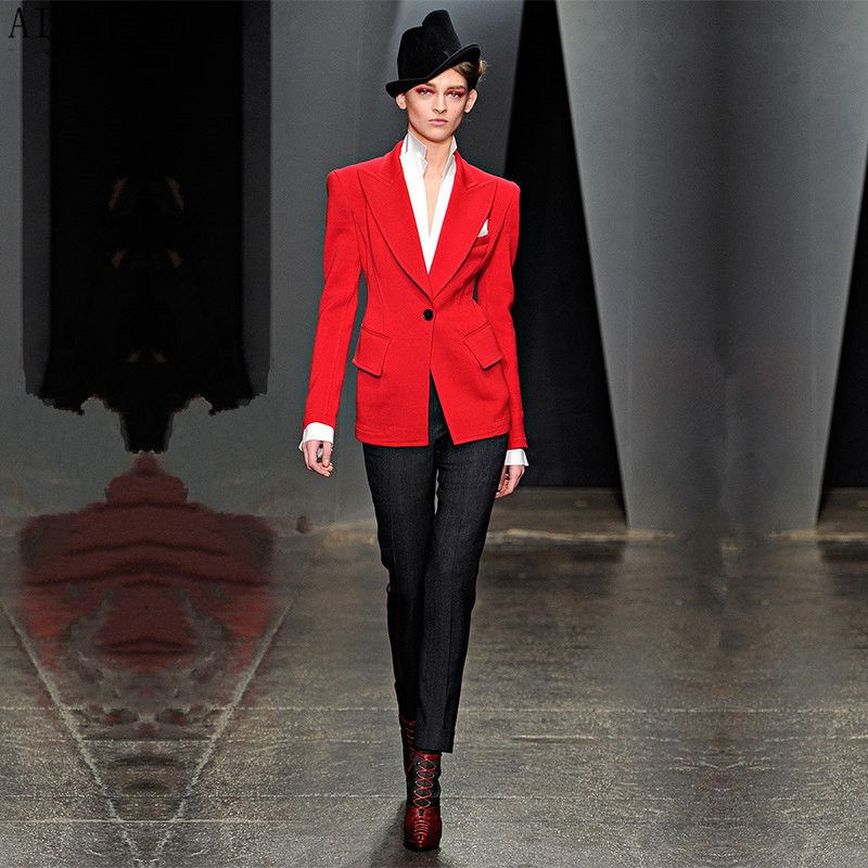 red and black pants suit