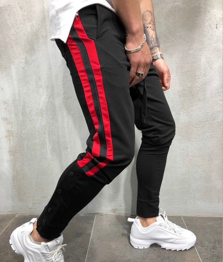 biker jeans with red stripe