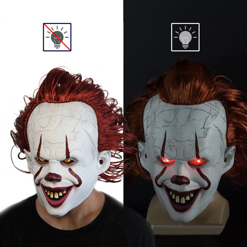 middag Gemengd Bouwen Movie Stephen King's It 2 Horror Pennywise Clown Joker Masker Tim Curry Masker Cosplay Halloween Party Props LED-masker middag Gemengd Bouwen Movie Stephen King's It 2 Horror Pennywise Clown Joker Masker Tim Curry Masker Cosplay Halloween Party Props LED-masker