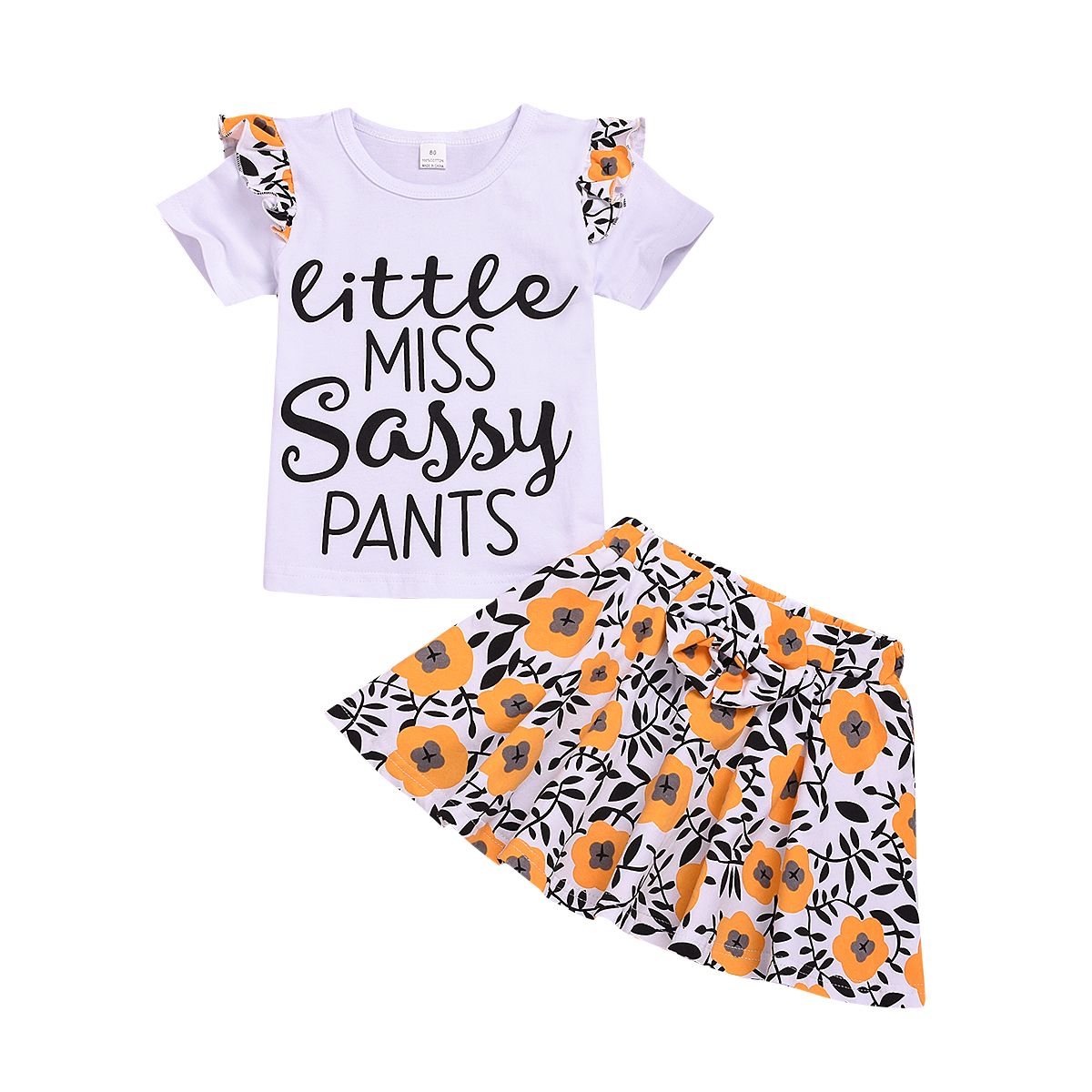 2Pcs Baby Girls Dresses Floral Sunflower Long Sleeve T-Shirt Tops with A-line Skirt for Girls Kids Outfits Set 18-24M//SIZE100