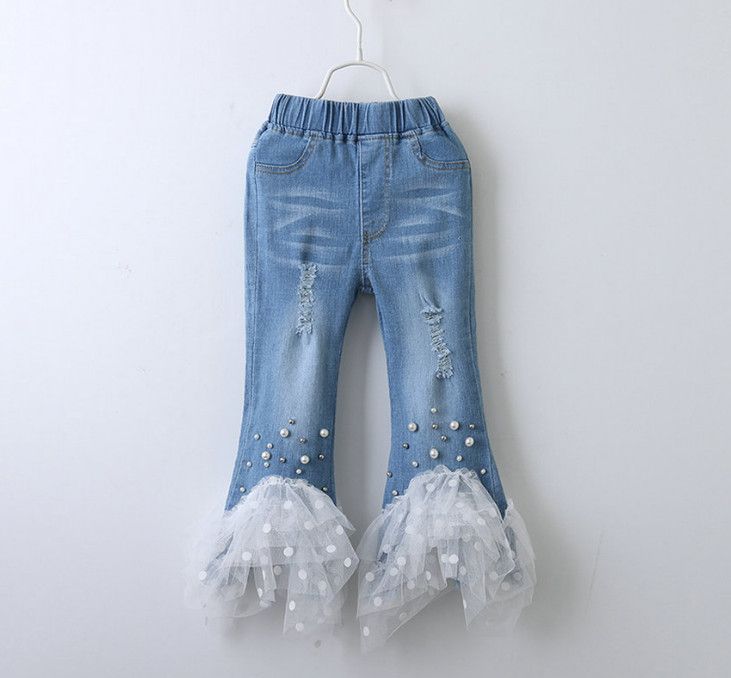 Pantalones vaqueros de cintura alta para niñas, Vaqueros rasgados de pierna  ancha holgados a la altura del tobillo, pantalones vaqueros para niñas de  5, 6, 7, 8, 9, 10, 11 y 12 años|Pantalones vaqueros| - AliExpress