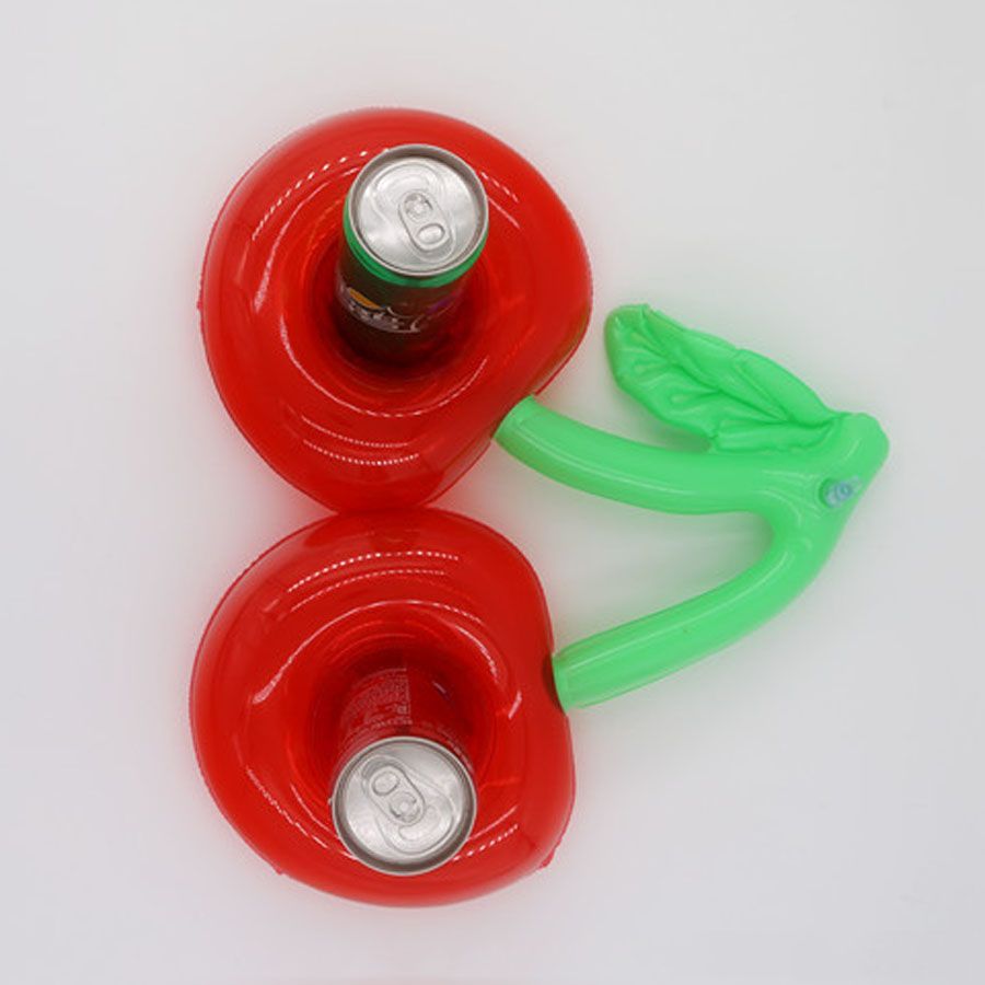 MachinYesity Doppia Ciliegia Forma PVC Gonfiabile Sottobicchiere Tazza di Acqua Galleggiante Tazza Tazza Titolare Pool Drink Cell Phone Holder Decorazione Evento Rosso e Verde 