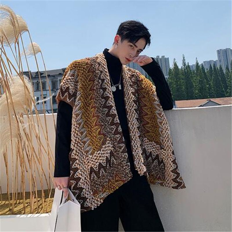 Fashion Shawl Coat Mens Knitted Sweater 