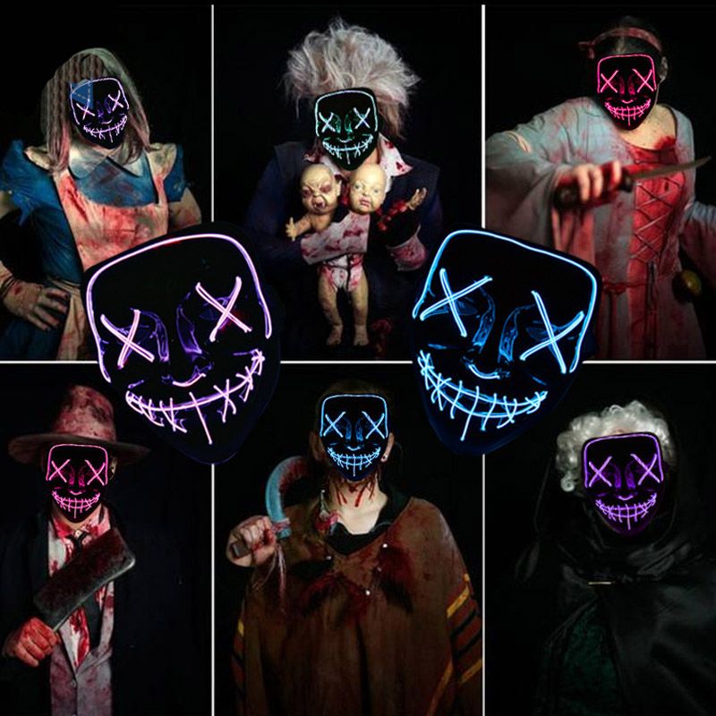 agencia desconcertado Erudito Máscaras de Halloween Máscara LED Party Up Light Las máscaras de purga año de la elección agencia desconcertado Erudito Máscaras de Halloween Máscara LED Party Up Light Las máscaras de purga año de la elección