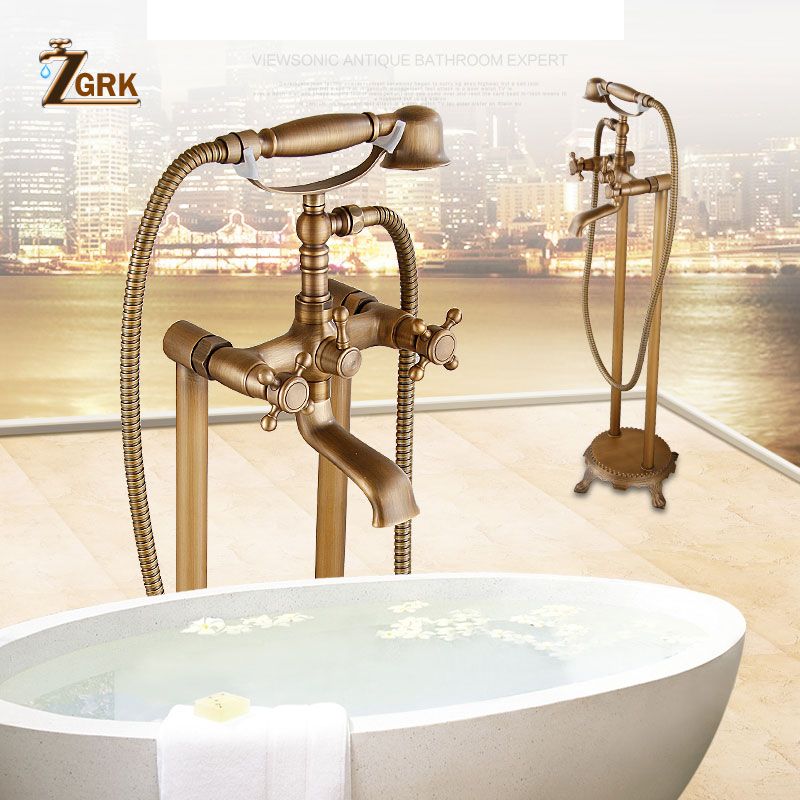 2020 Zgrk Brass Bathroom Faucet Bathtub Faucets Mixer Tap Floor