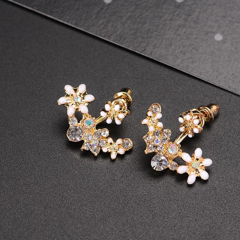 Elegant Women Rhinestone Crystal Flower Ear Stud Drop Statement Earrings Jewelry Elegant Women Rhinestone Crystal Flower Ear Stud Drop Statement Earrings Jewelry