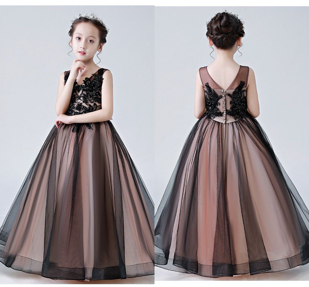 navy and blush flower girl dresses