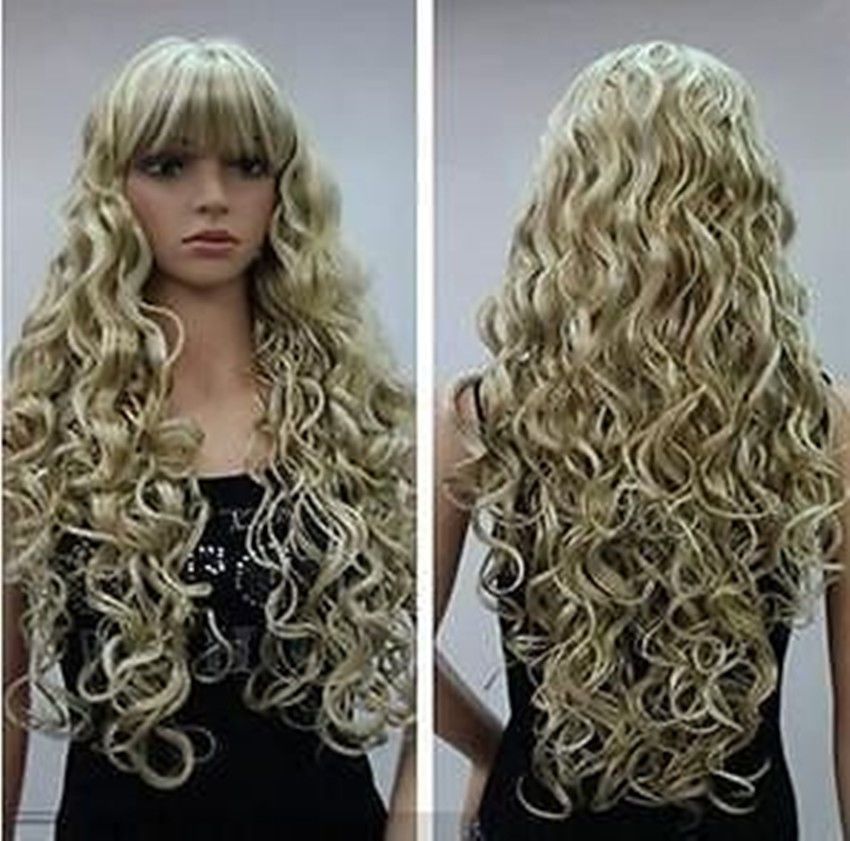 Female Mixed Long Curly Hair Wig Fashion Fiber Kanekalon Cute