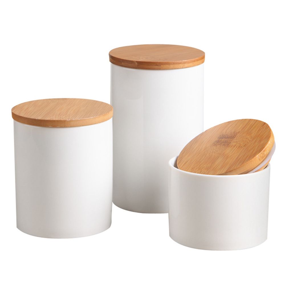 2021 Pure White Ceramic Storage Containers With Airtight Seal Bamboo
