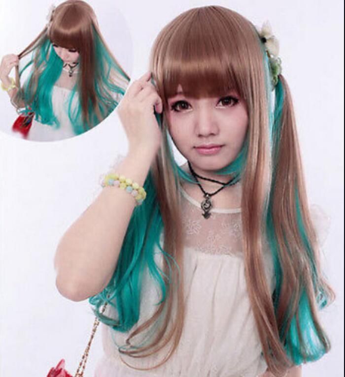 WIG New Anime Women Long Full Bangs Hair Girl Lolita Style Cosplay Party  Full Wigs