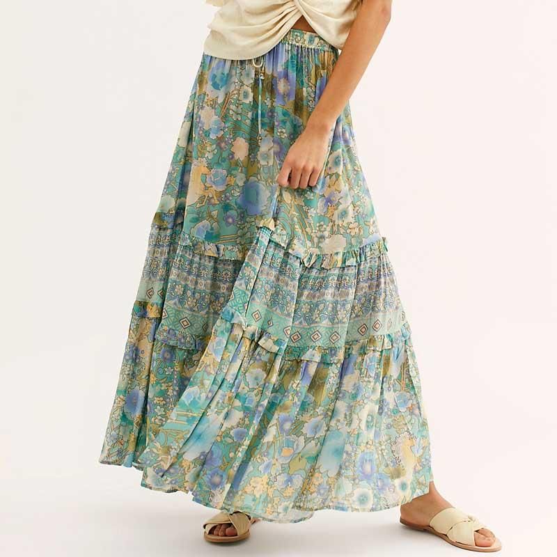 boho tiered maxi skirt