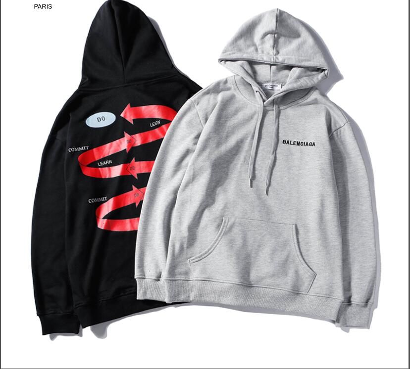 Mens Hooded Sweatshirt European Version of The Loose Hooded Fashion Tide Coat Great White Shark Logo Gray