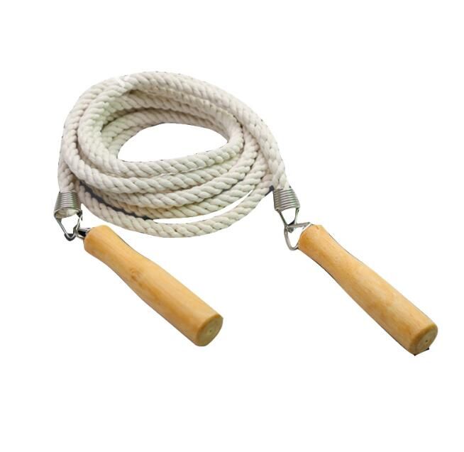 Durable Handmade Cotton Braided Rope Jump Ropes 3M Wooden Handle Skipping Rope Outdoor Sports