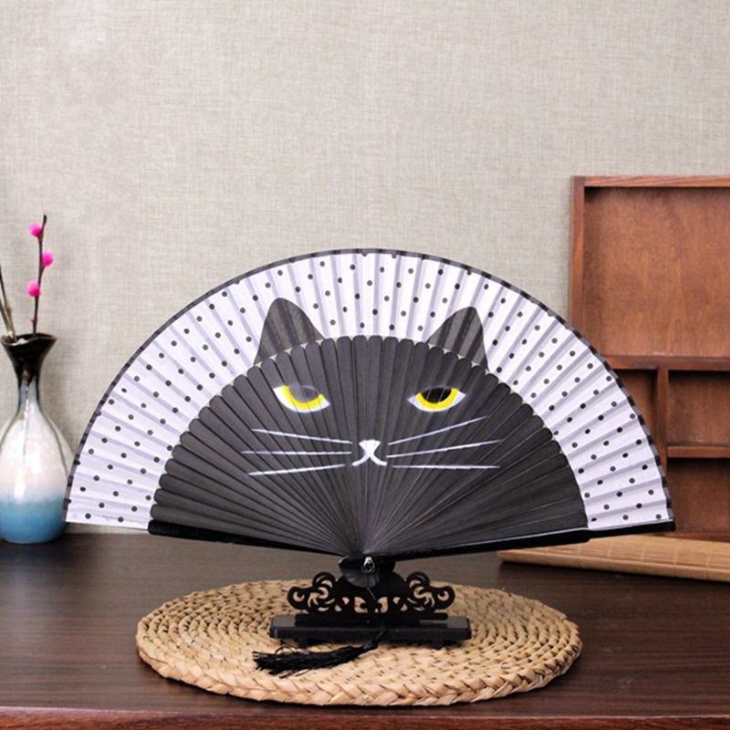 Satin Al Ipek El Fan Vintage Japon Bambu Katlanir Fan Karikatur Boyali Zanaat Fanlar Dugun Hediye Sekeri Tl36 37 Dhgate Comda