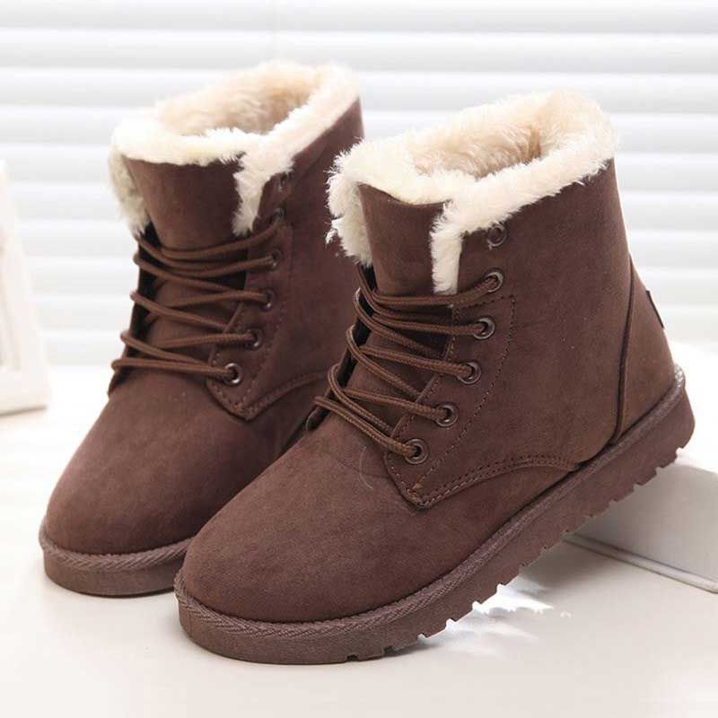 lace up snow boots with fur