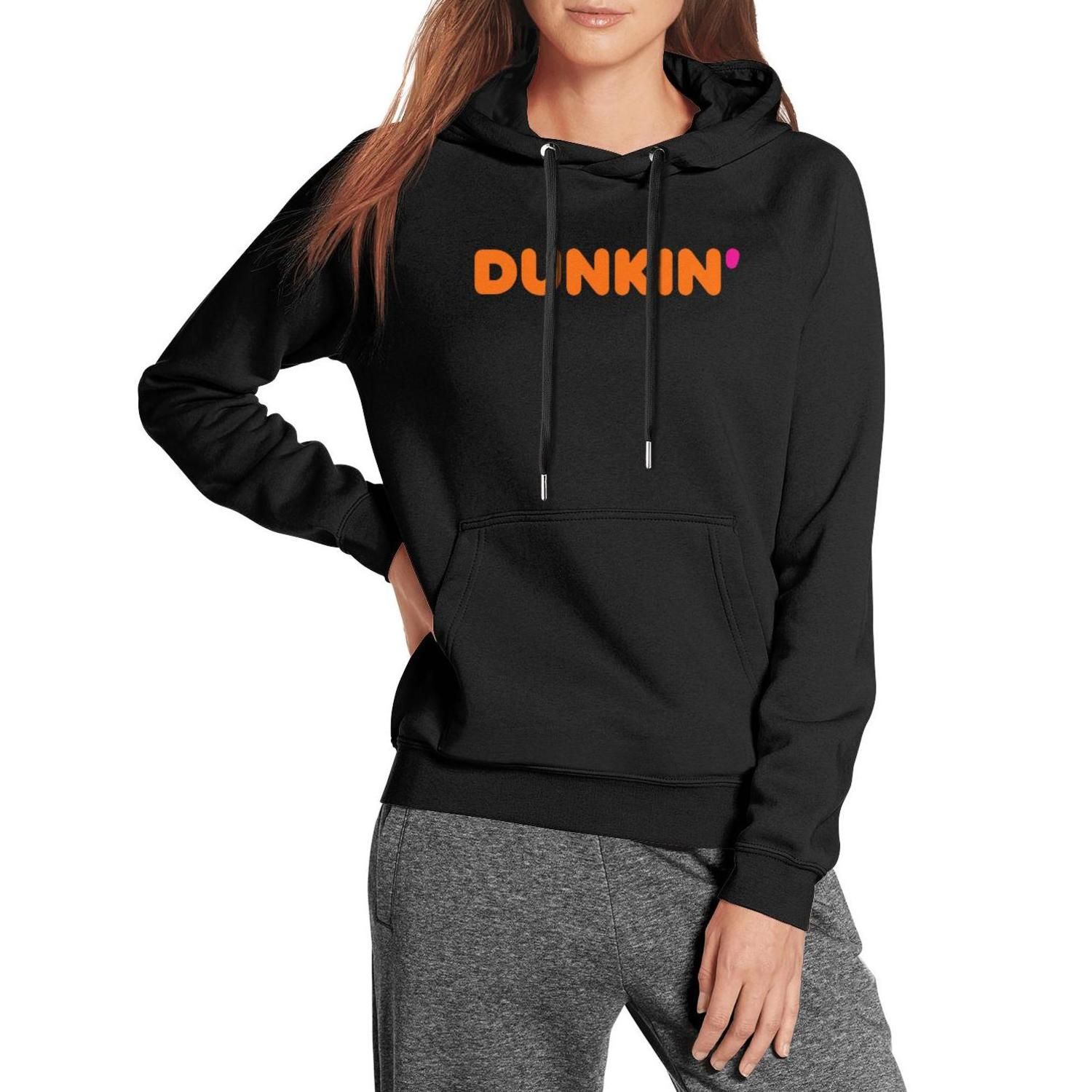 Mens Autumn Winter Long Sleeve Hoodies Dunkin Donuts Hooded Pockets Sweatshirt Tracksuits Black