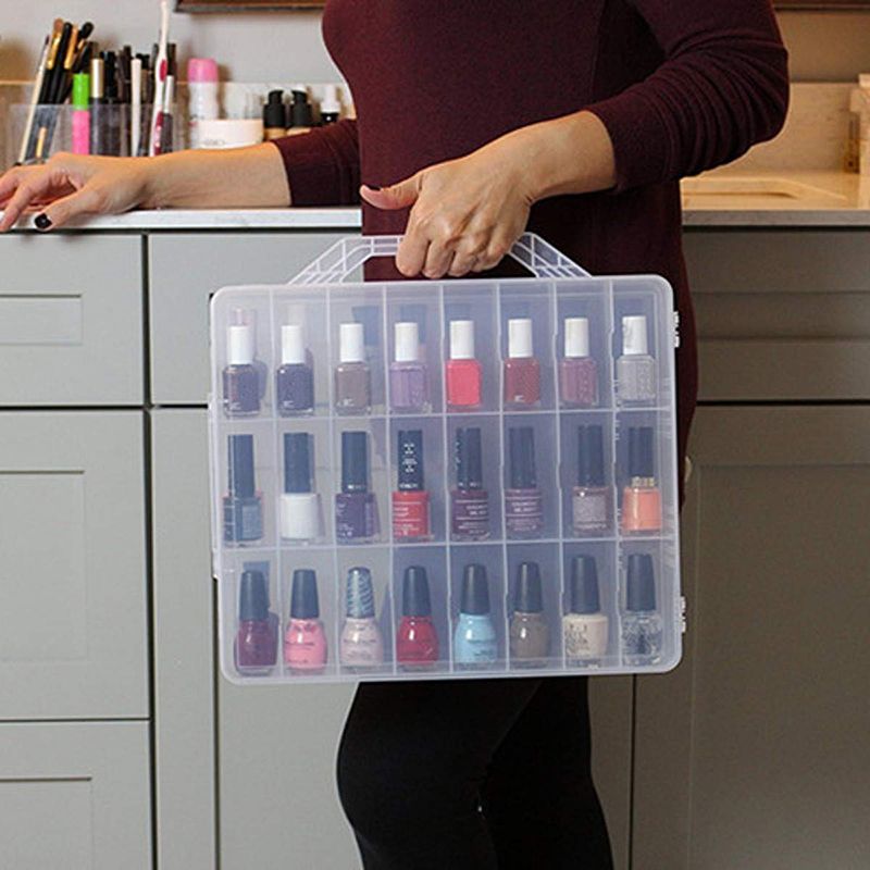 48 Lattice Nail Polish Storage Box High Capacity Portable For Dressing
