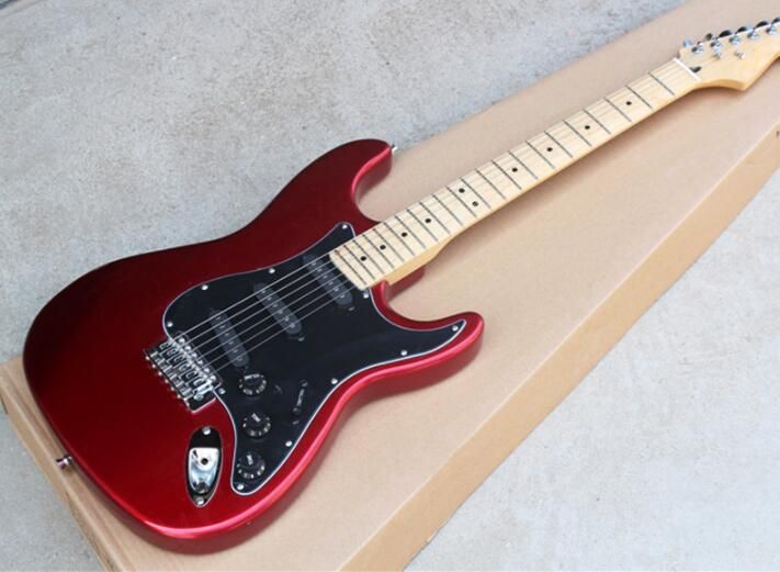 Compra Guitarra Eléctrica Roja Con Pickguard Negro, Pastillas Negras SSS,  Mástil De Arce, Hardware Chrome, Que Ofrece Servicios Personalizados, Envío  Gratuito Barato | Entrega Rápida Y Calidad | Es.Dhgate