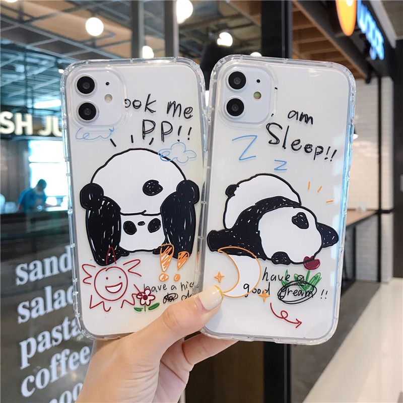 Cartoon Panda Phone Case For Apple iphone 11 Pro X XS Max XR Soft TPU Back  Cover For iphone 7 8plus 7plus Cute Lovely Clear Case