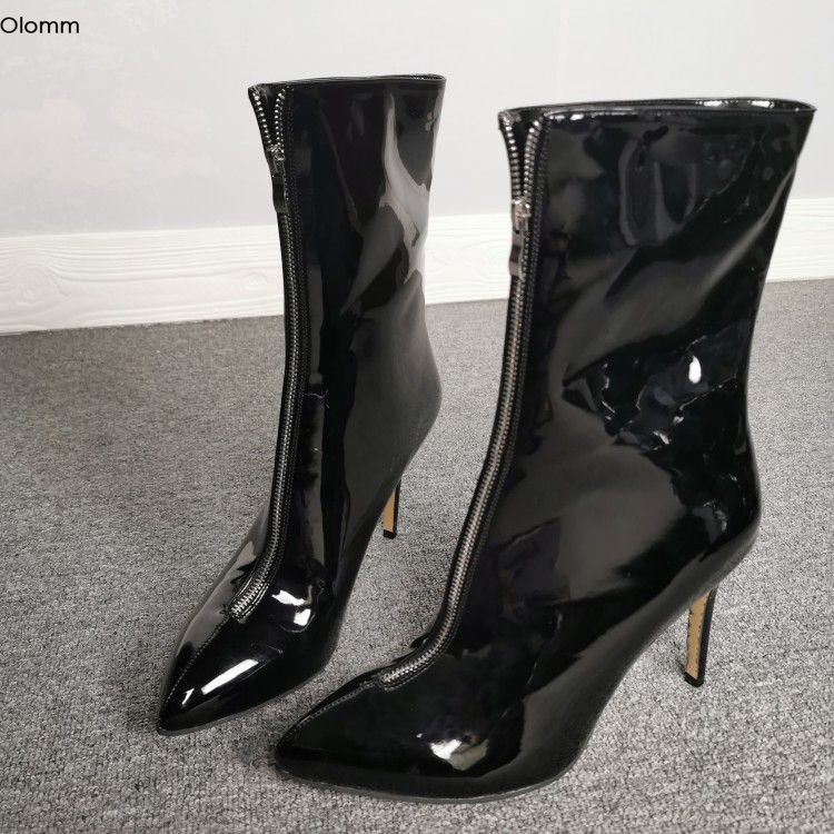 black shiny boots heel