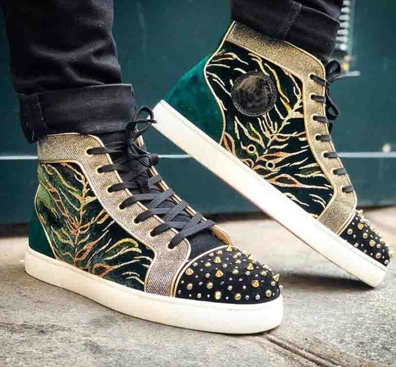 Hoge Top Mannen Sneakers Lakschoenen Studs Spikes Custom Schoenen Mannen  Klinknagel Runway Schoen Hommes EU39 47| | - AliExpress