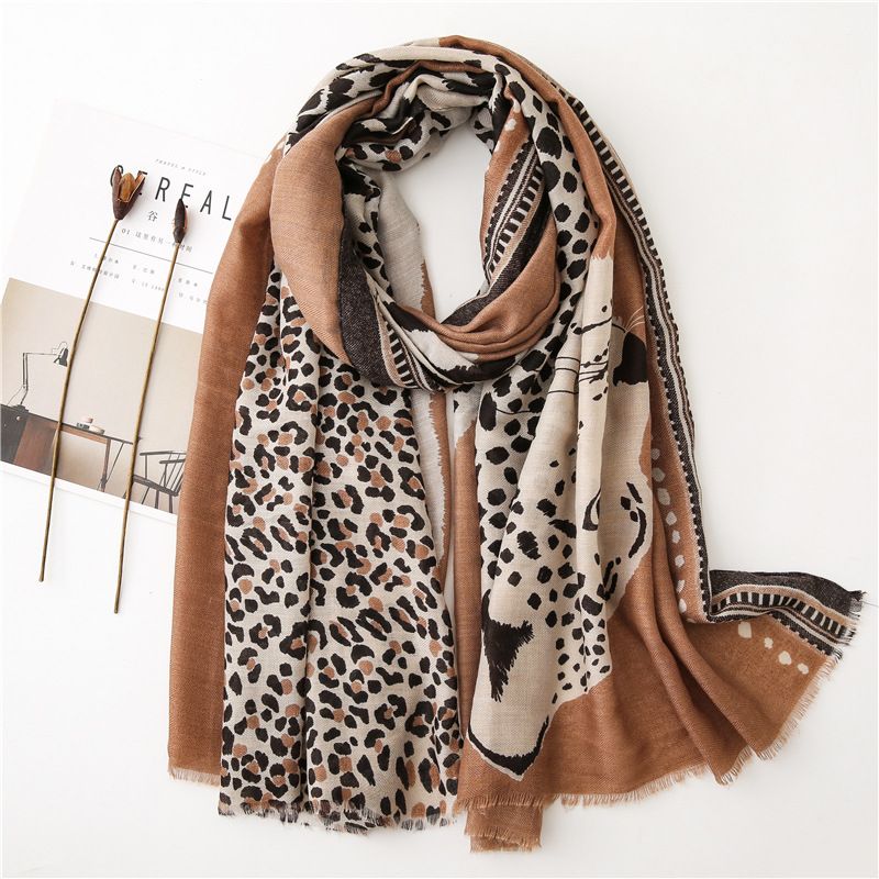 Womens Scarf Womens Leopard Print Casual Scarf Autumn Winter Warm Scarf