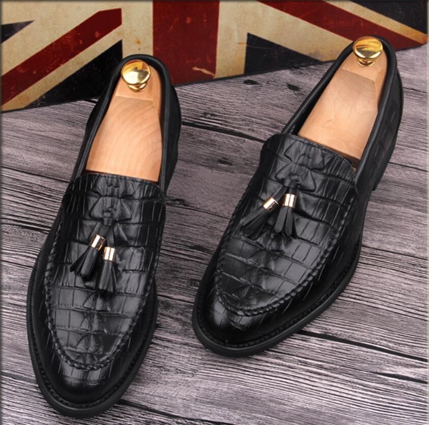 mens black leather loafer shoes