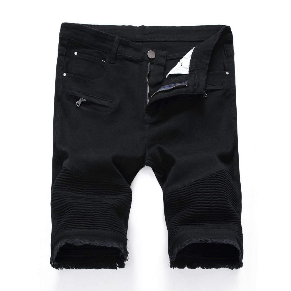 black ripped denim shorts