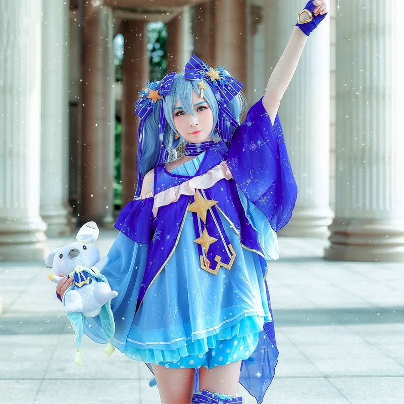 55"*27.5" Anime Snow Miku Vocaloid Cosplay Bath Towel Japan Beach Swim Cape Wrap 
