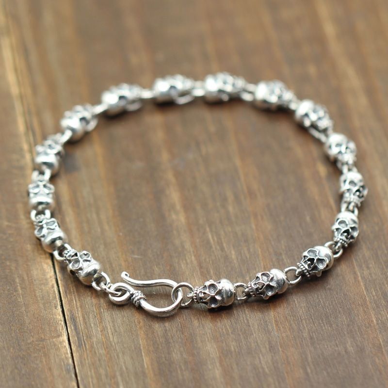 sterling silver skull bracelets for men