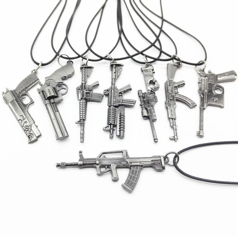 Wholesale 6cm Hot Shooting Game Gun Pendant Necklace Punk Simulation