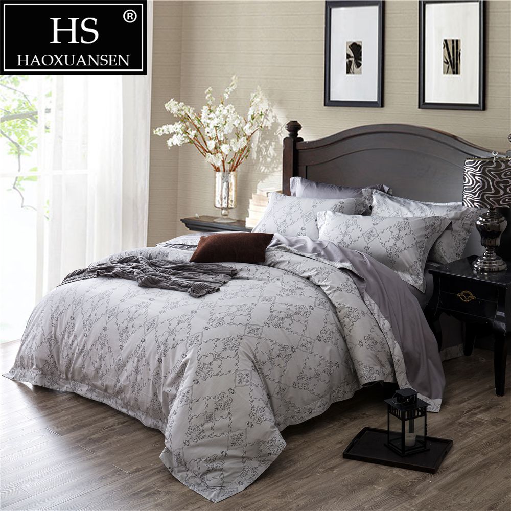 Quilt Cover Baroque Design Yarn Dyed Jacquard Grey Bedding Pure