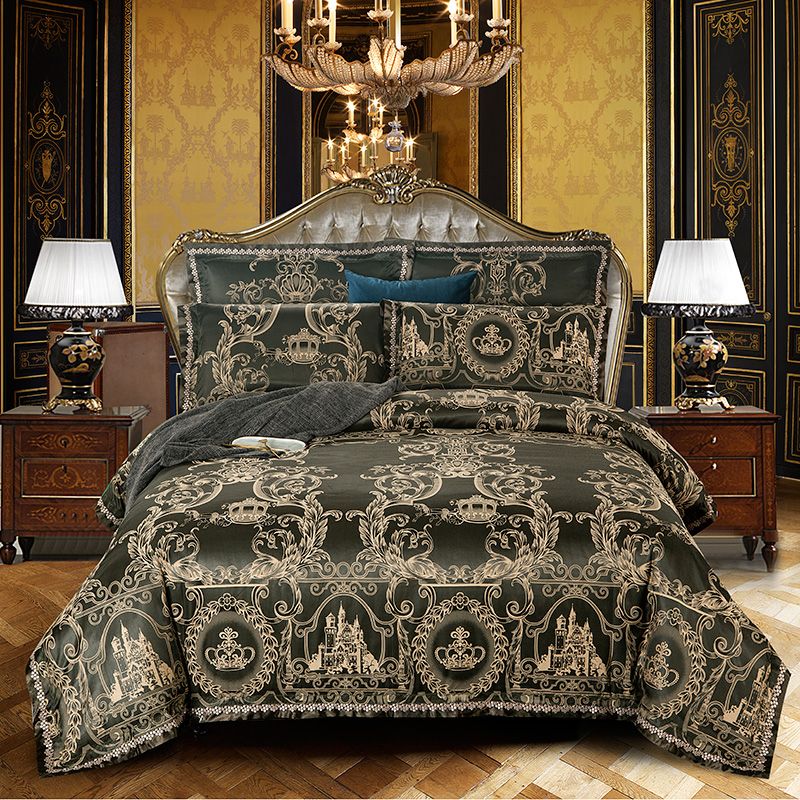 No 1 12 Damask Jacquard Bedding Set Queen King Size Duvet Cover Bedsheets Juego De Cama Dark Green Linens Double From Copy03 102 64 Dhgate Com No 1 12 Damask Jacquard Bedding Set, Damask Bedding Sets King