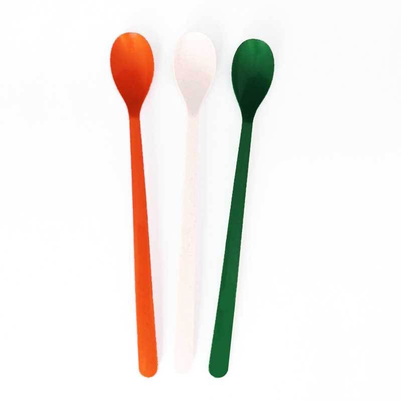 Customizable Disposable Long Handle Plastic Spoon Commercial Use Take Out Ladel Double Layer