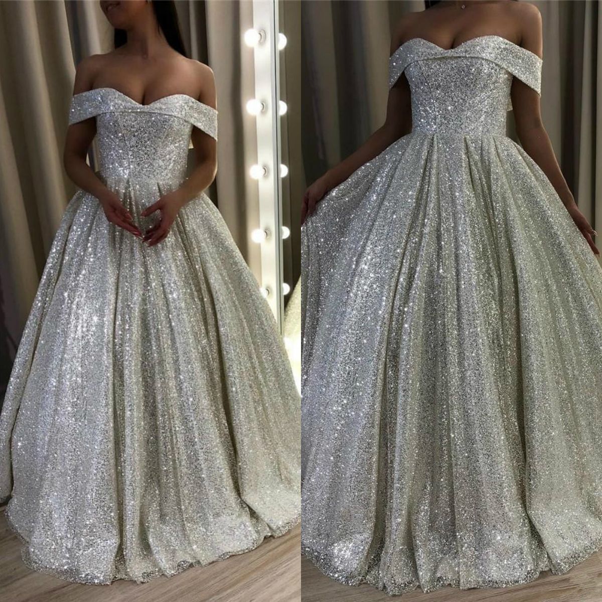 silver bridal gown