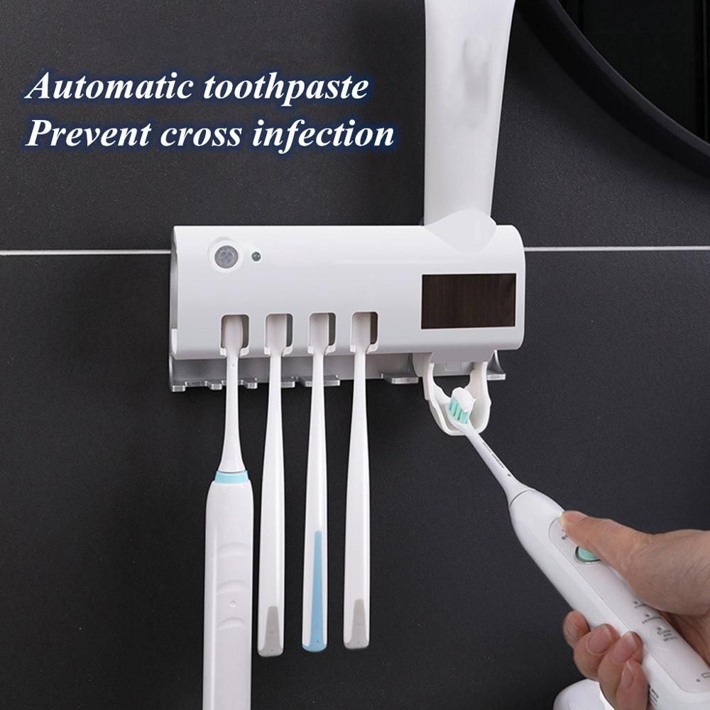 Soporte para cepillo de dientes energía solar estante de almacenamiento para baño viajes blanco no necesita cargar UV cepillo de dientes desinfectante decoración del hogar agente de limpieza