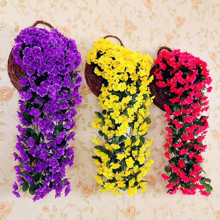 2021 Artificial Violet Vine Silk Flower Garland Hanging Baskets Plants