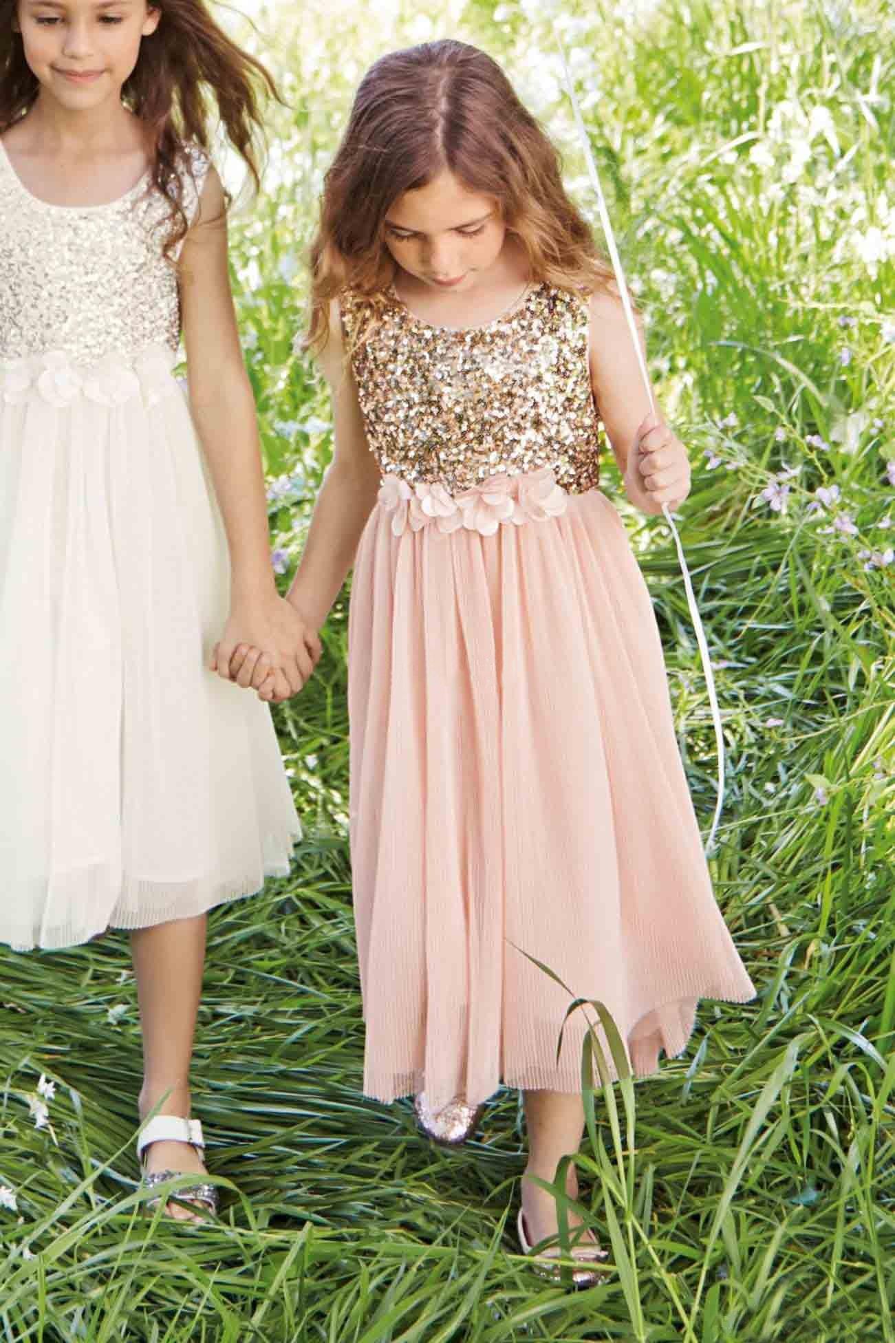 tea length rose gold dress