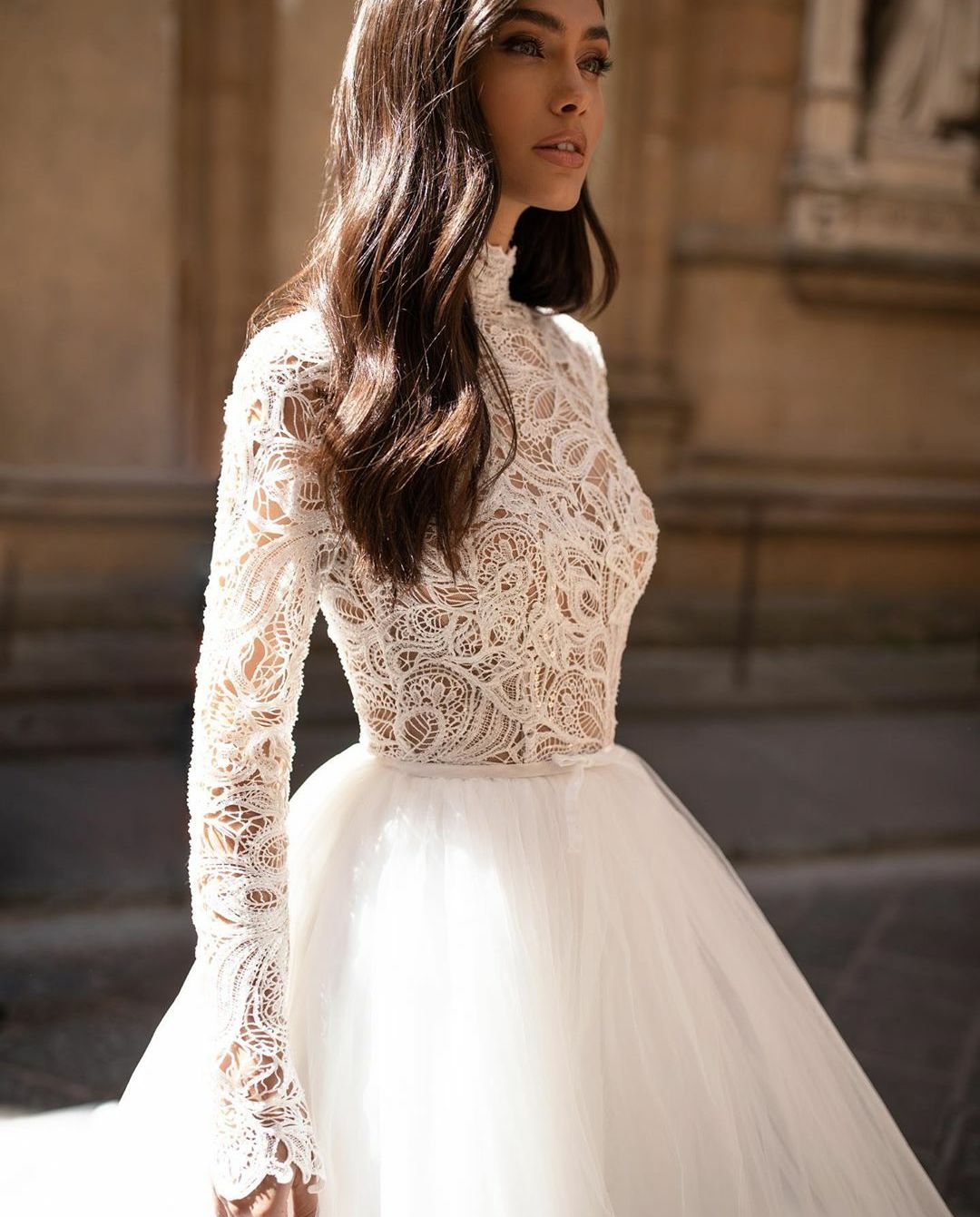 2020 Lace Top Wedding Dresses With Long 