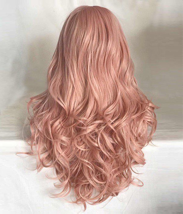 Fashion Baby Pink Wigs Long Wavy Lace Front Wig Mixed Color Light Pink Synthetic Hair Natural Fashion Baby Pink Wigs Long Wavy Lace Front Wig Mixed Color Light Pink Synthetic Hair Natural