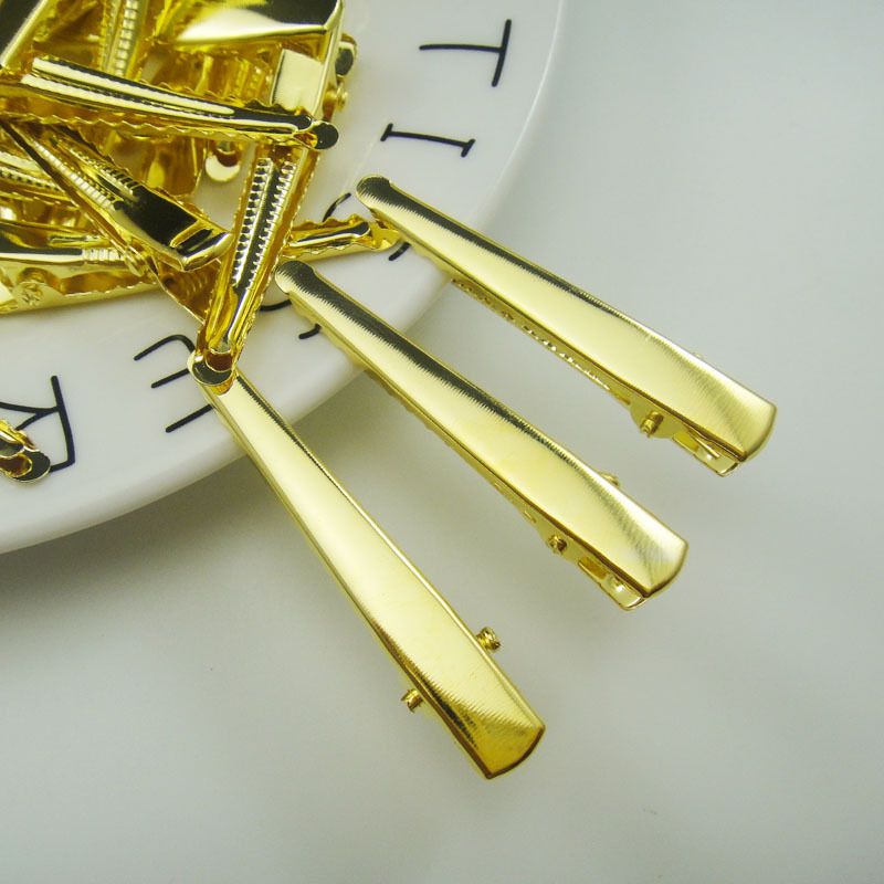 Alligator Hair Teeth Clips 45Mm For Bows Barrette Silver Gold Metal