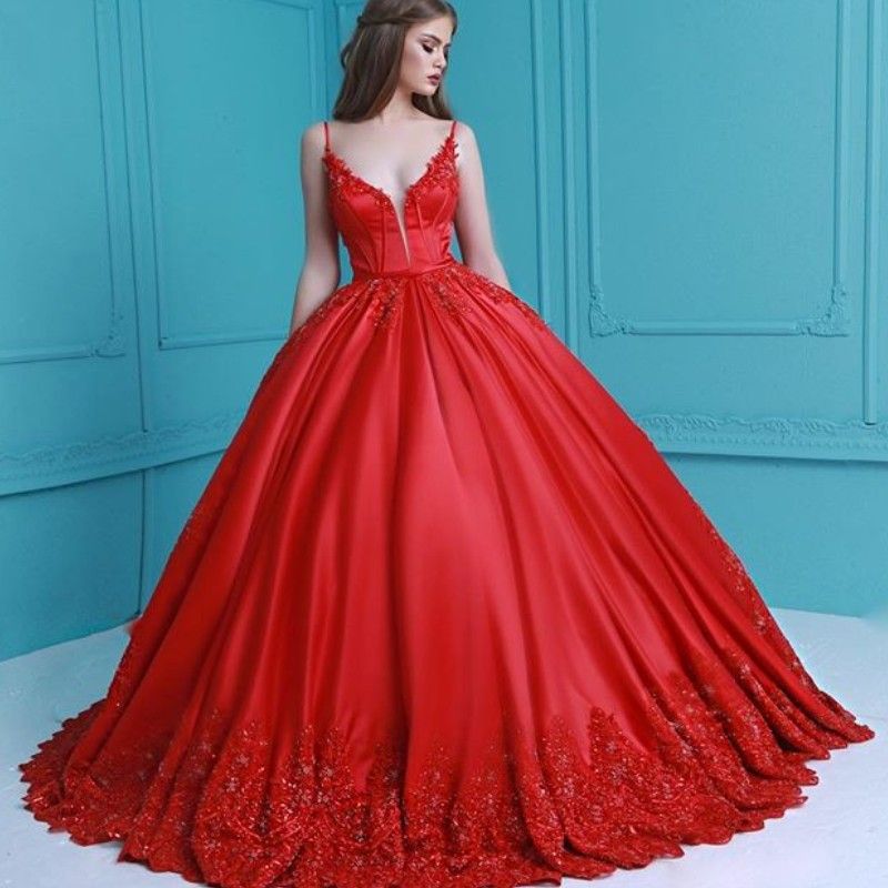 elegant red ball gown