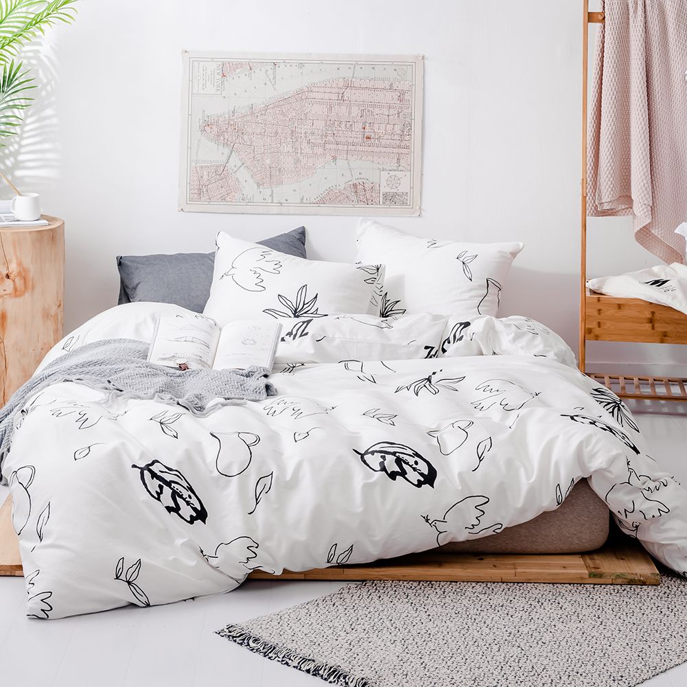 2020 Lucky White Printed Bed Cover Set King Size Duvet Cover Sets