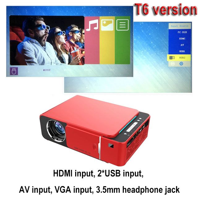 Projetor LED Full Hd T6 4K 3500 Lumens Usb 1080P Lcd Display